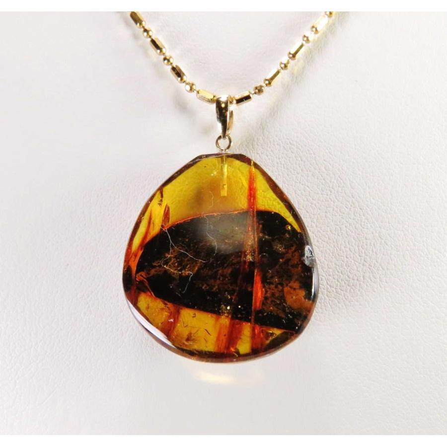 古い本琥珀K18金具蚊入希少品17.8g 東さ6-0916ア㉗