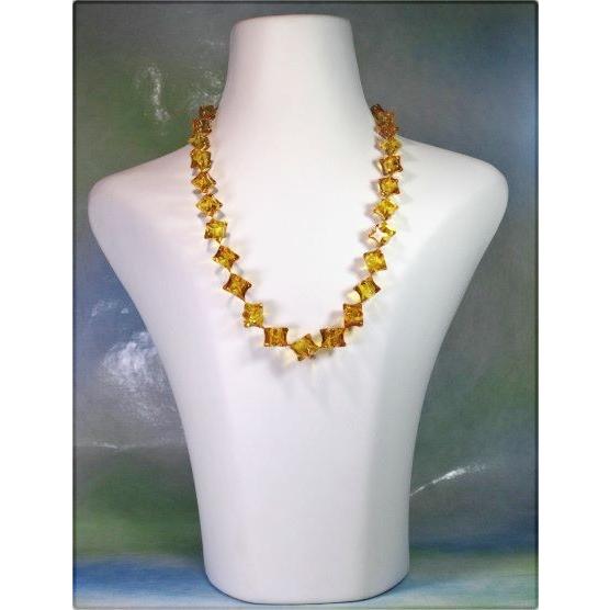 琥珀バルト産　コニャック色コンペイトウ玉ネックレス