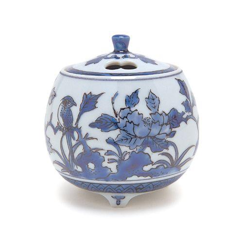 日本香堂 香炉 2.5号 紺釉牡丹に鳥 九谷焼 香炉 「2.5号 紺釉牡丹に鳥 九谷焼」 : 線香・お香の日本香堂香