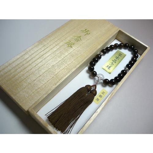 数珠 男性用 略式 全宗派対応 茶水晶 丸玉 水晶 仕立て 薄茶 房 メンズ 念珠 じゅず 桐箱付き 香源 お香 線香 数珠 香木 専門店_5
