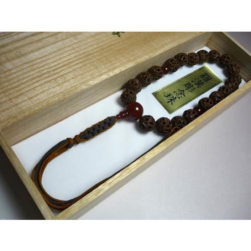 数珠 男性用 略式 全宗派対応 羅漢彫り 彫刻 瑪瑙 メノウ 仕立て 紐房