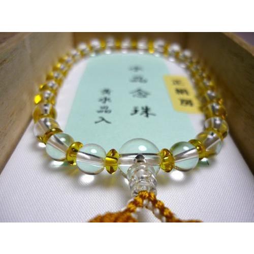 数珠 女性用 略式 全宗派対応 水晶 黄水晶 シトリン コンビネーション