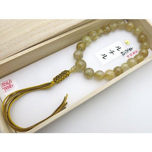 ルチルクォーツ念珠　最上級品　金線水晶 男性用数珠 ルチル水晶（金線水晶） 22玉 共仕立て 濃利休房の通販 工芸品