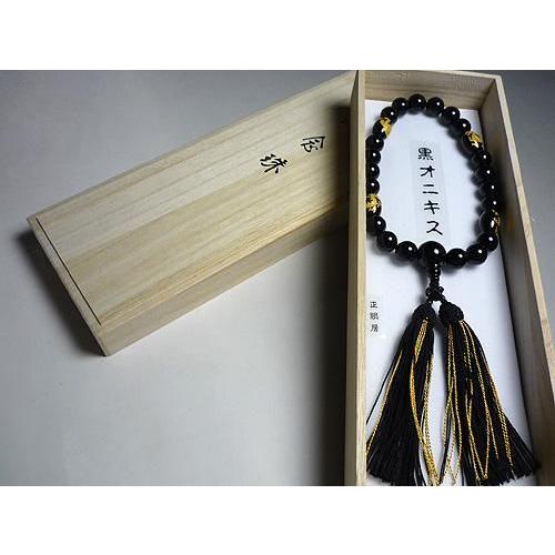 男性用のお数珠 黒オニキス 風水四神彫り 共仕立て 金文字(京都念珠) 香源 お香 線香 数珠 香木 専門店_2