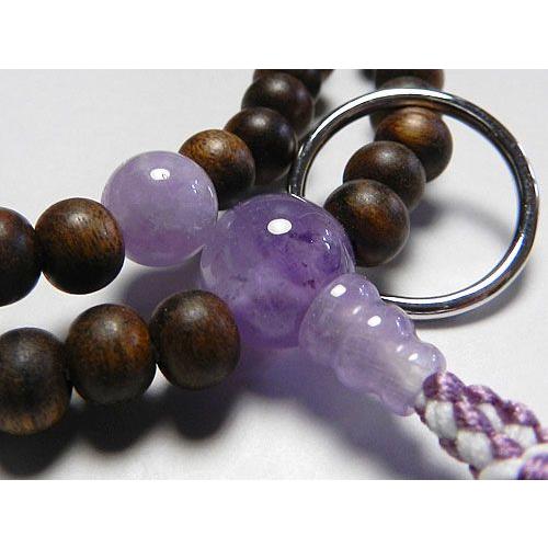 数珠 女性用 緑檀 赤苔瑪瑙仕立 正絹房 | 数珠屋 念珠堂 栴檀 瑪瑙仕立 数珠 紫房