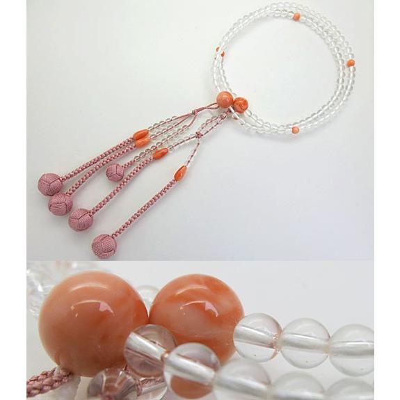 お香 線香 香木の専門店 香源男女兼用 お数珠 本水晶 尺 法華 日蓮宗 深海珊瑚仕立て 数珠 珊瑚 21人気の