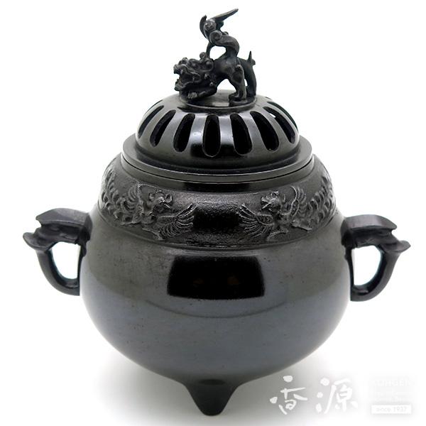 高岡銅器　鳳寿獅子蓋香炉 高岡銅器 香炉 鳳寿獅子蓋香炉 香源 お香 線香 数珠 香木 専門店 : 香