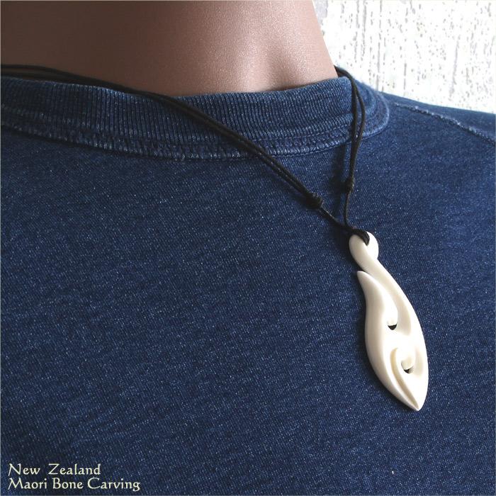 メンズアクセサリー フィッシュフック ボーンカービング ネックレス