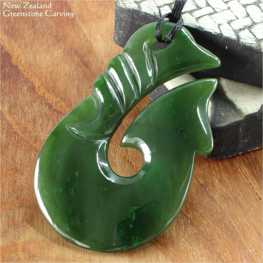 天然石 ネフライト ペンダント フィッシュフック ニュージーランド