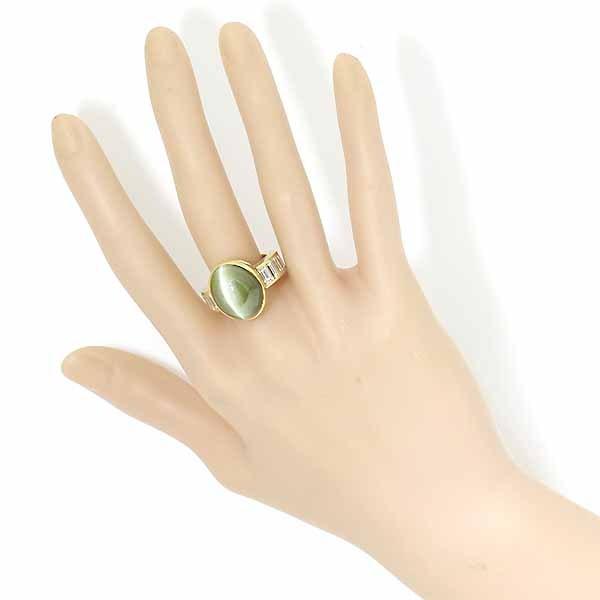 クリソベリル キャッツアイ 20.139ct ダイヤモンド 2.873ct 18金イエローゴールド K18YG リング 13号の画像