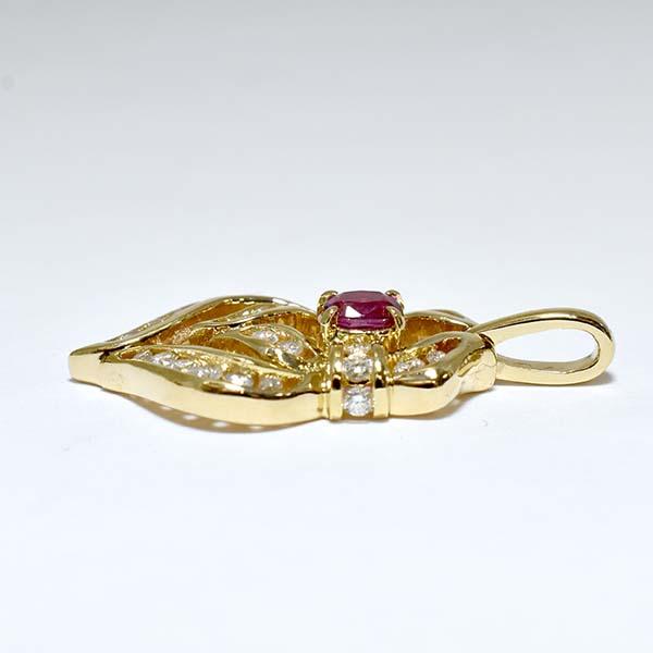 ルビー 0.48ct ダイヤモンド 0.55ct 18金イエローゴールド K18YG 
