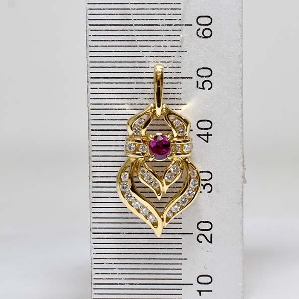 ルビー 0.48ct ダイヤモンド 0.55ct 18金イエローゴールド K18YG 