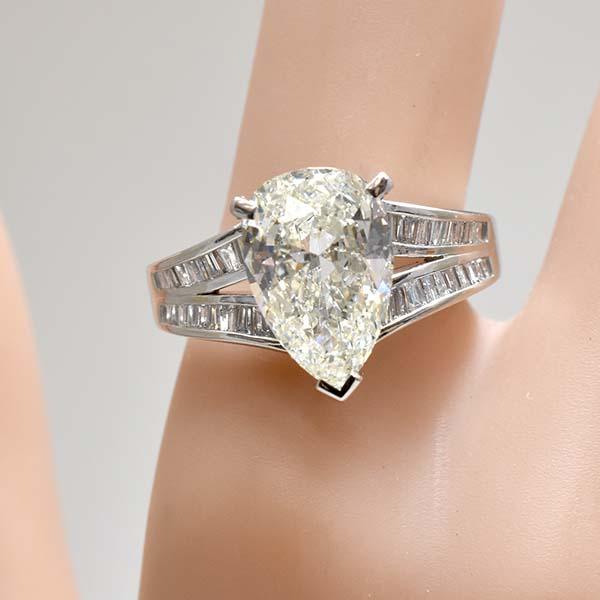 ダイヤモンド 3.602ct L-SI1 0.57ct プラチナ Pt900 リング 17号 ペア 