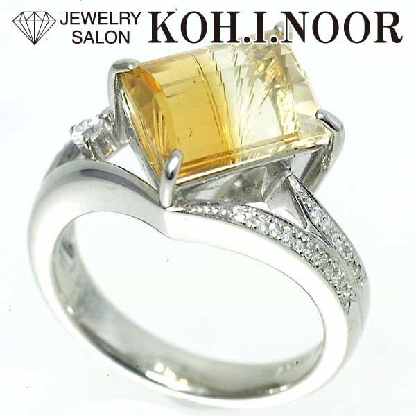 翁淳 シトリン 5.11ct ダイヤモンド 0.14ct プラチナ PT900 リング 13 