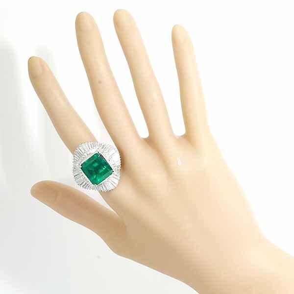 コロンビア産 エメラルド 13.748ct F2 ダイヤモンド 3.29ct プラチナ Pt900 リング 12.5号 GIAの画像