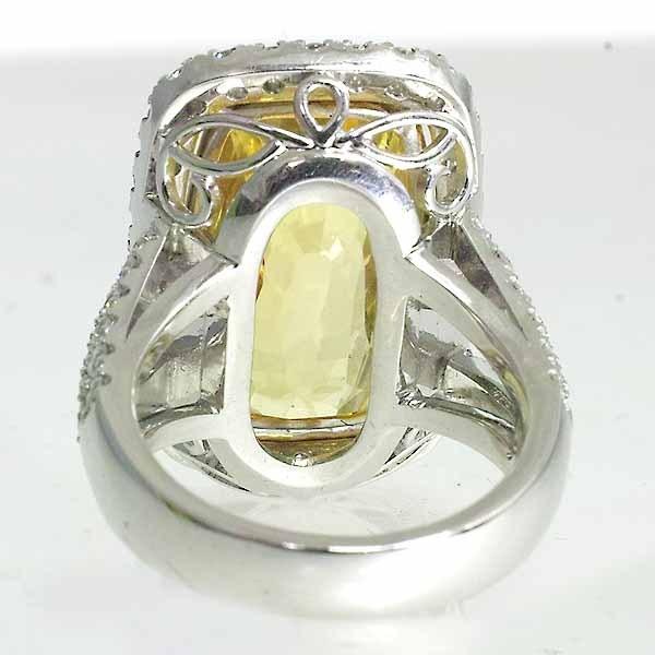 非加熱スリランカ産 イエローサファイア 21.449ct ダイヤモンド 1.505ct プラチナ PT900 18金 K18 12号弱 GIAの画像