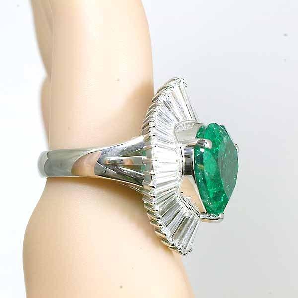 ハートシェイプ コロンビア産 エメラルド 9.39ct F2 ダイヤモンド 3.70ct プラチナ Pt900 リング 12号 GIAの画像