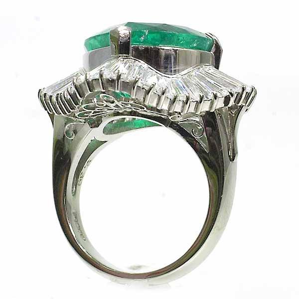 ハートシェイプ コロンビア産 エメラルド 9.39ct F2 ダイヤモンド 3.70ct プラチナ Pt900 リング 12号 GIAの画像