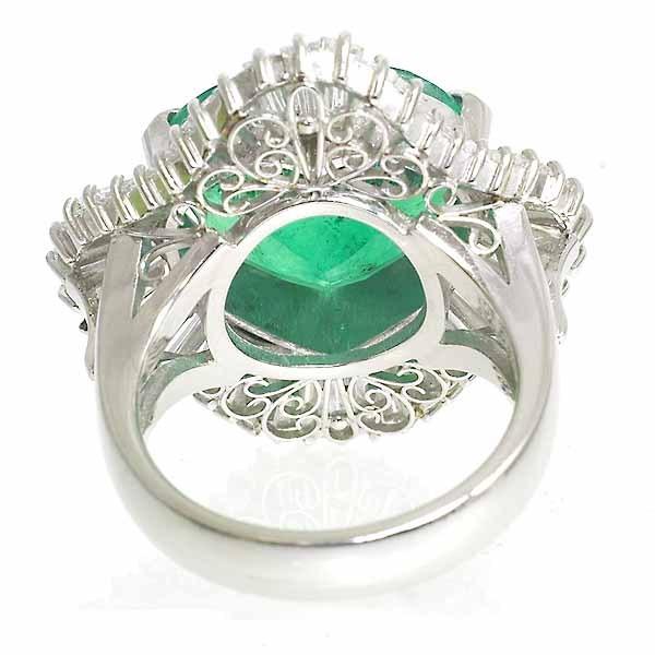 ハートシェイプ コロンビア産 エメラルド 9.39ct F2 ダイヤモンド 3.70ct プラチナ Pt900 リング 12号 GIAの画像