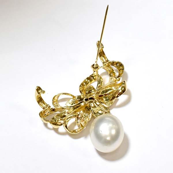南洋パール 12.0mm ダイヤモンド 0.62ct 18金イエローゴールド K18YG 