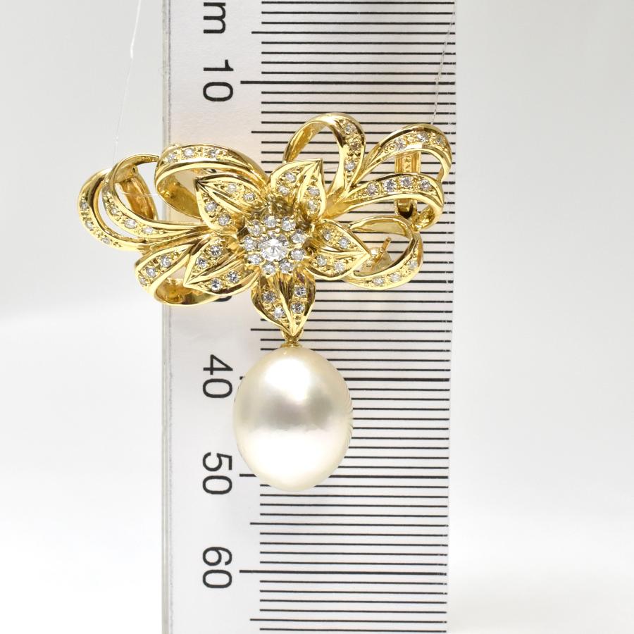 南洋パール 12.0mm ダイヤモンド 0.62ct 18金イエローゴールド K18YG 