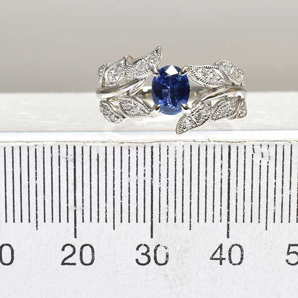 サファイア 0.823ct ダイヤモンド 0.23ct プラチナ PT900 リング 12号 