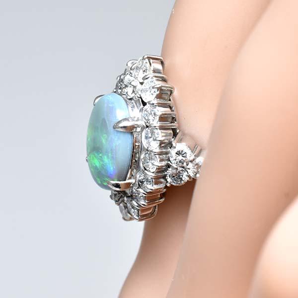 ブラックオパール 3.52ct ダイヤモンド 1.95ct プラチナ Pt900 リング 
