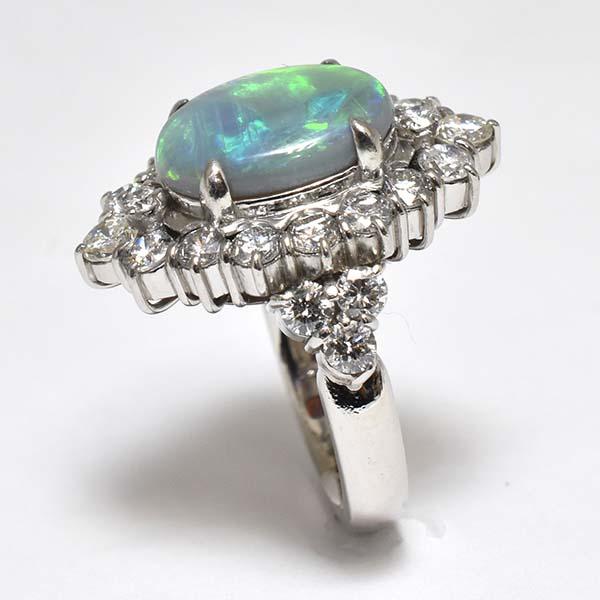 ブラックオパール 3.52ct ダイヤモンド 1.95ct プラチナ Pt900 リング 