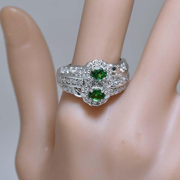 ツァボライト 0.70ct ダイヤモンド 1.0ct プラチナ Pt900 リング 20号 