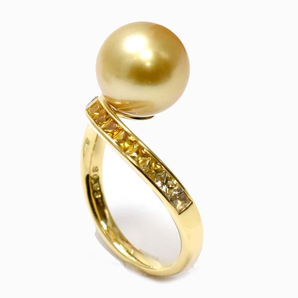 ジュネ 南洋真珠 10.12mm〜10.17mm サファイア 0.93ct 18金イエロー 