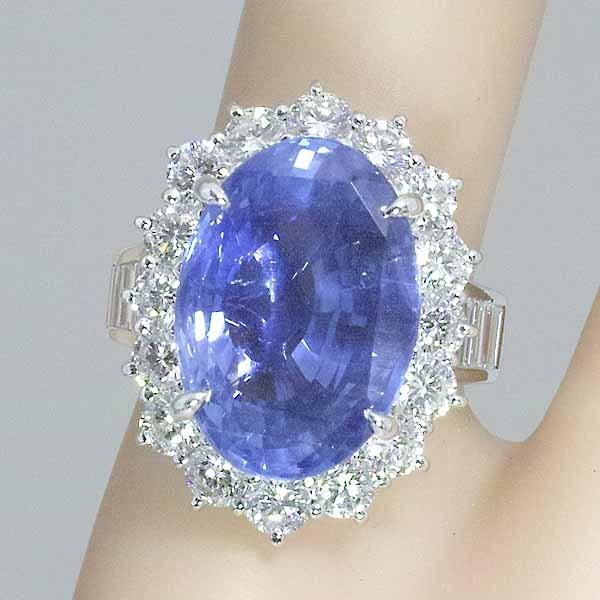 スリランカ産 非加熱 サファイア 16.504ct ダイヤモンド 2.71ct プラチナ Pt900 リング 13号弱の画像