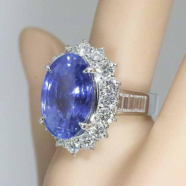 スリランカ産 非加熱 サファイア 16.504ct ダイヤモンド 2.71ct プラチナ Pt900 リング 13号弱の画像
