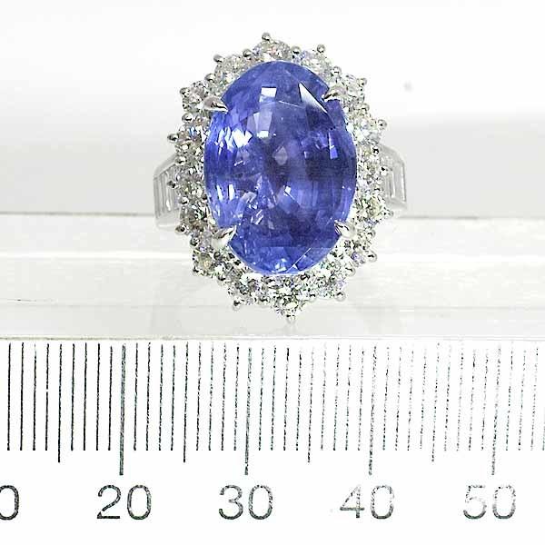 スリランカ産 非加熱 サファイア 16.504ct ダイヤモンド 2.71ct プラチナ Pt900 リング 13号弱の画像