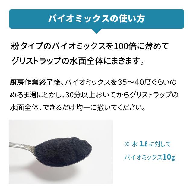 グリーストラップ清掃方法 洗剤 油すくい 業務用 強力 バイオミックス 300g｜kohitase｜04