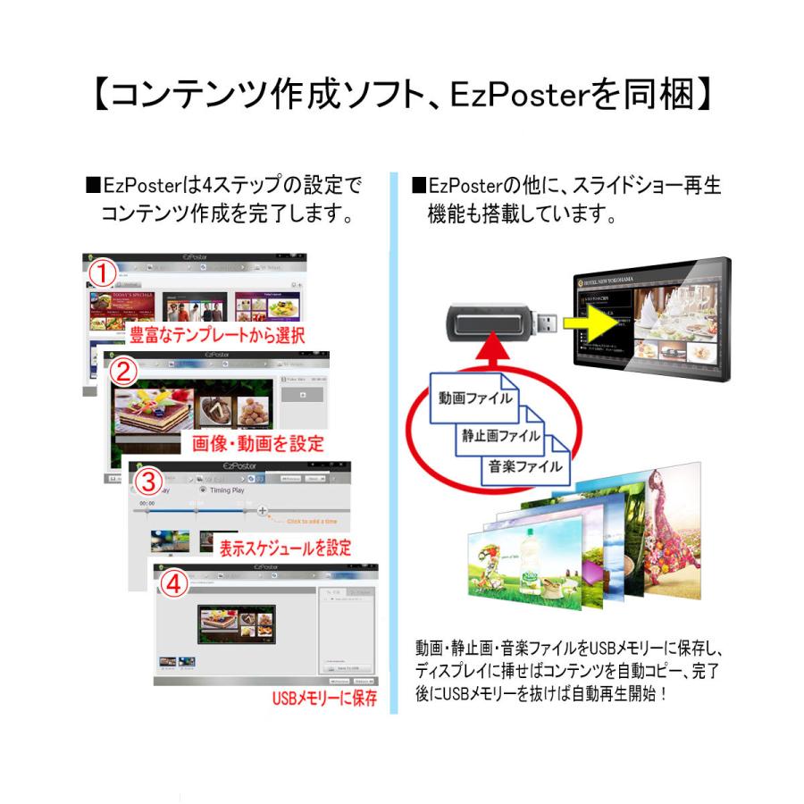高輝度700カンデラ 薄型・軽量 デジタルサイネージ 電子看板 IPSパネル 