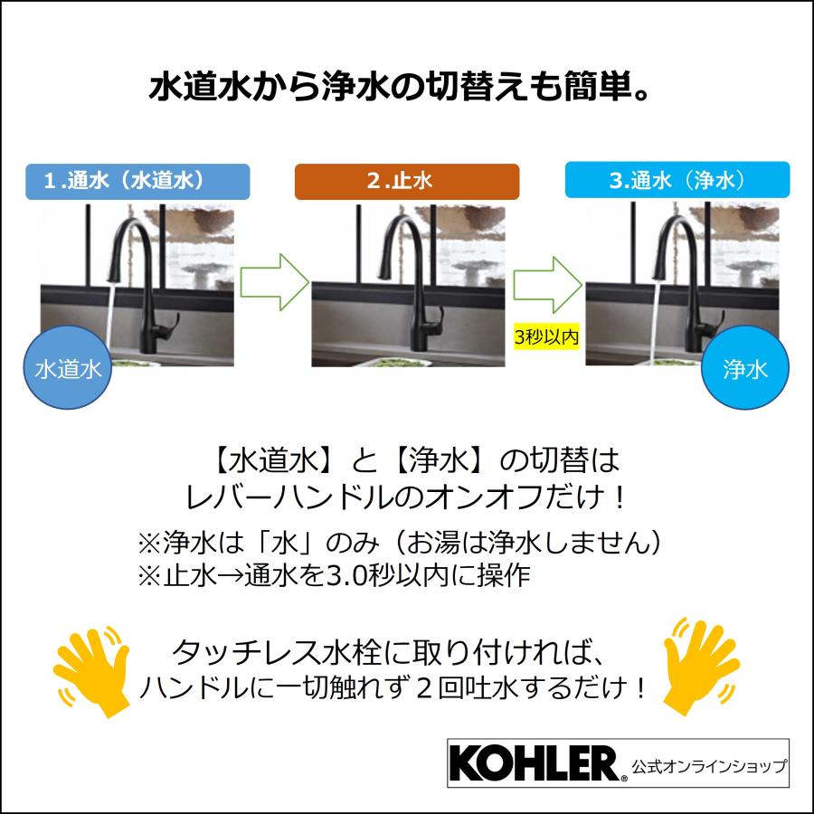 正規メーカー仕入品 浄水器 トレビーノブランチ 高除去 後付け ビルトイン浄水器 据置型 シンク下 据え置き トレビーノ 東レ おいしい水 キッチン 電池 SK88X-BR｜kohler｜06