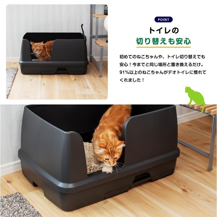 ◆猫用トイレ デオトイレ 本体セット 快適ワイド コーナン限定カラー ダークグレー 大型 におい対策 おしゃれ 猫 ねこ ネコ 猫砂 ユニ・チャーム｜kohnan-eshop｜07