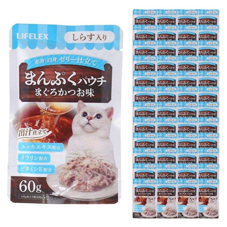 LIFELEX まんぷく缶 ミニ 猫用 詰め合わせ　84個 コーナンオリジナル LIFELEX まんぷくパウチ60g まぐろ＆かつお味