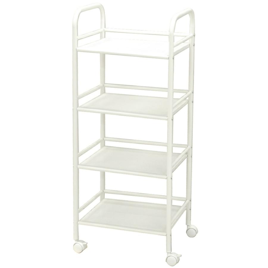 洗面所 収納ラック キッチンワゴン 4段　キャスター付 ホワイト キッチンワゴン キャスター付き 北欧 おしゃれ 4段 組み立て式 説明書