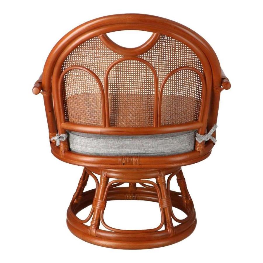 【美品】キムラ ラタン リラックス回転チェア 背座クッション付 キムラ ラタンリラックス回転チェア C199HRA 1脚（直送品