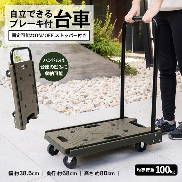 台車 折りたたみ 軽量 コンパクト キャスター付き ブレーキ付き 自立