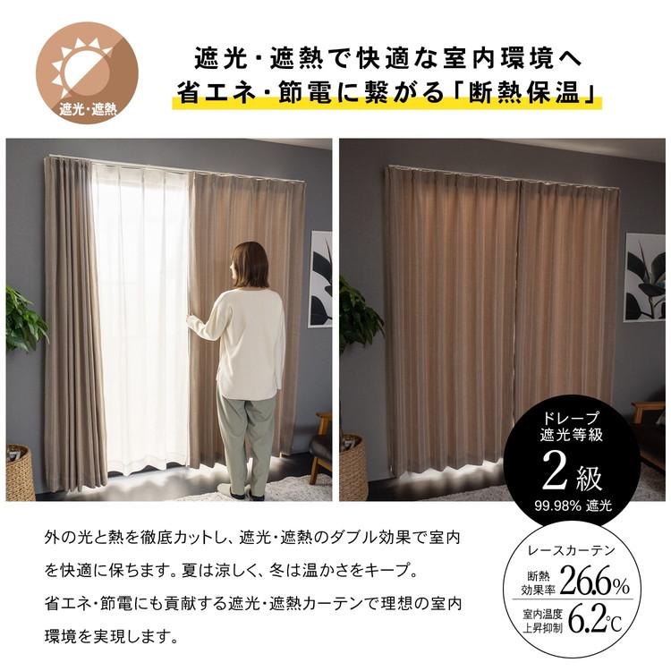 コーナンオリジナル LIFELEX 遮光＋遮熱4枚組カーテン 約幅100×丈