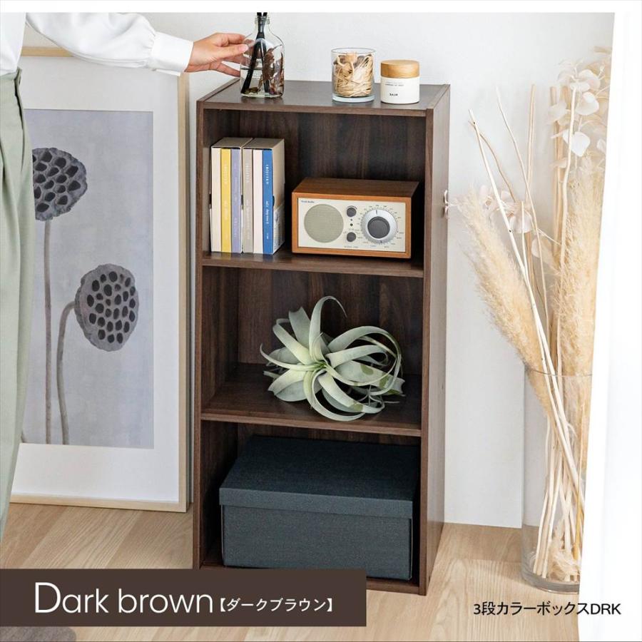 ◇カラーボックス 2段 横置き A4 ダークブラウン 木目調 スリム 収納棚