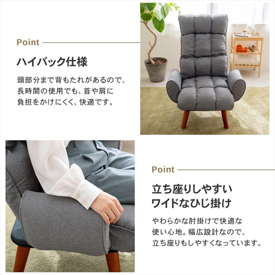 ◇座椅子 回転チェア リクライニング グレー 高座イス リラックス