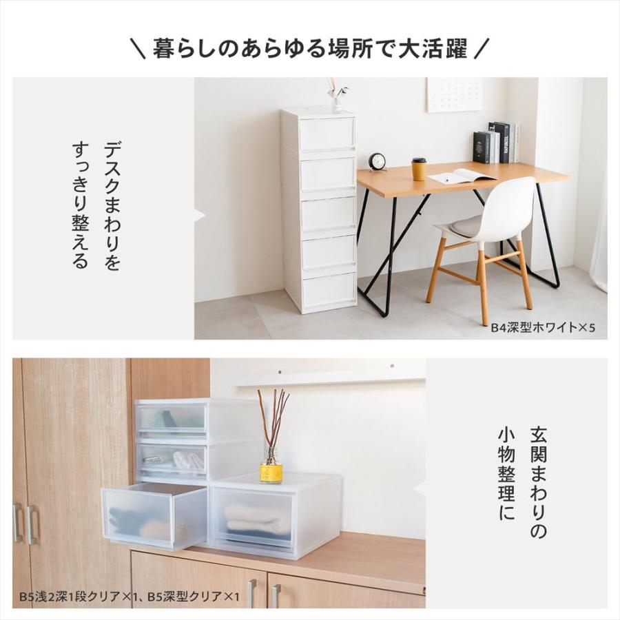デスクトレイ 収納ボックス B5 浅型2段 深型1段 クリア 小物収納ケース