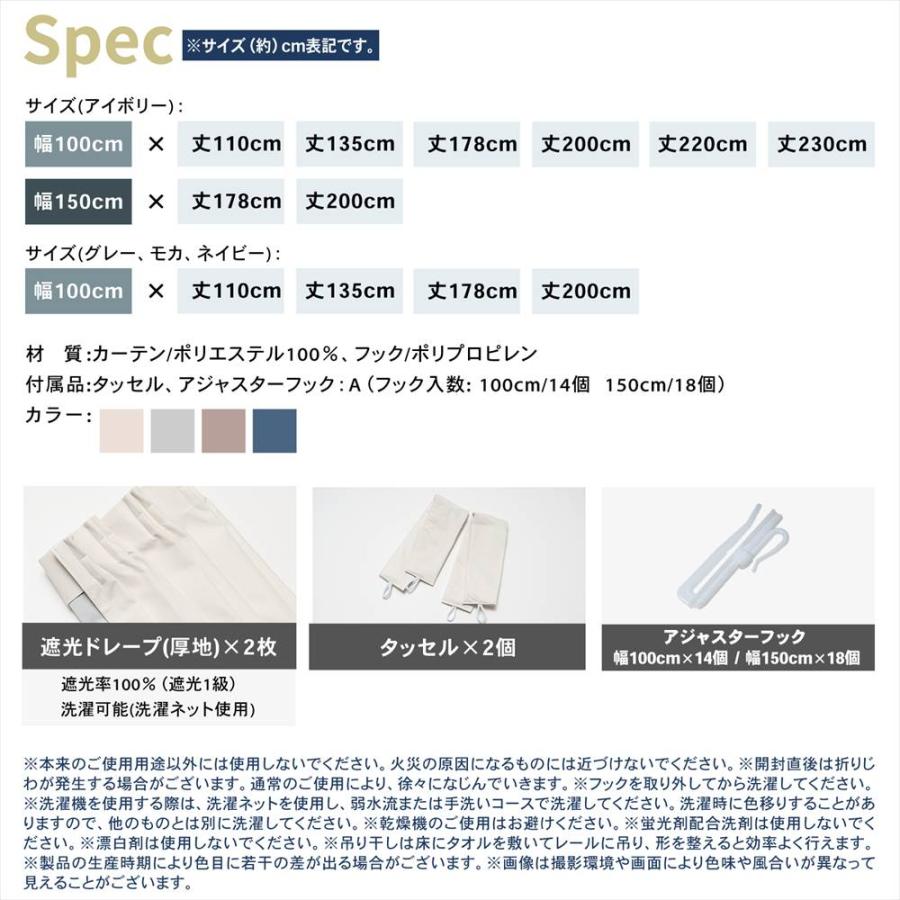遮音 遮光＋遮熱 保温カーテン カーテン ブレゾ 2枚組 タッセル付き 幅