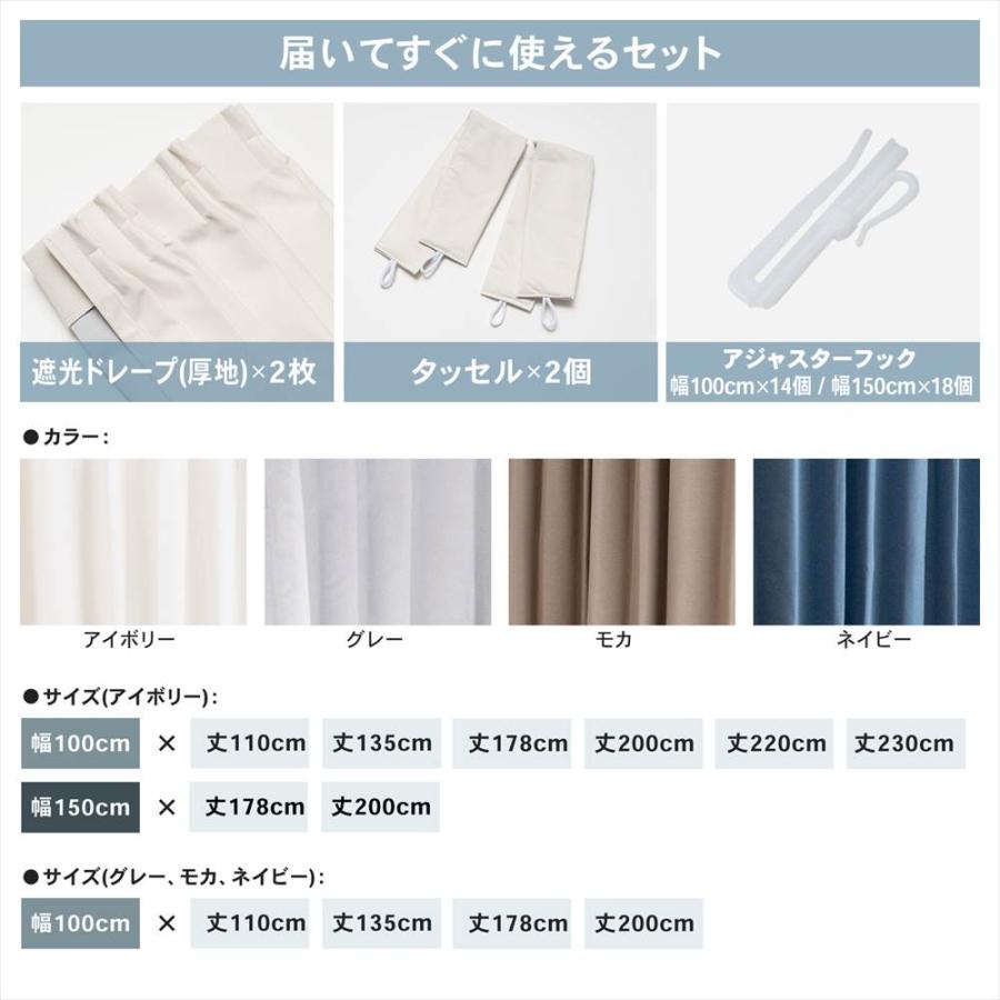 遮音 遮光＋遮熱 保温カーテン カーテン ブレゾ 2枚組 タッセル付き 幅