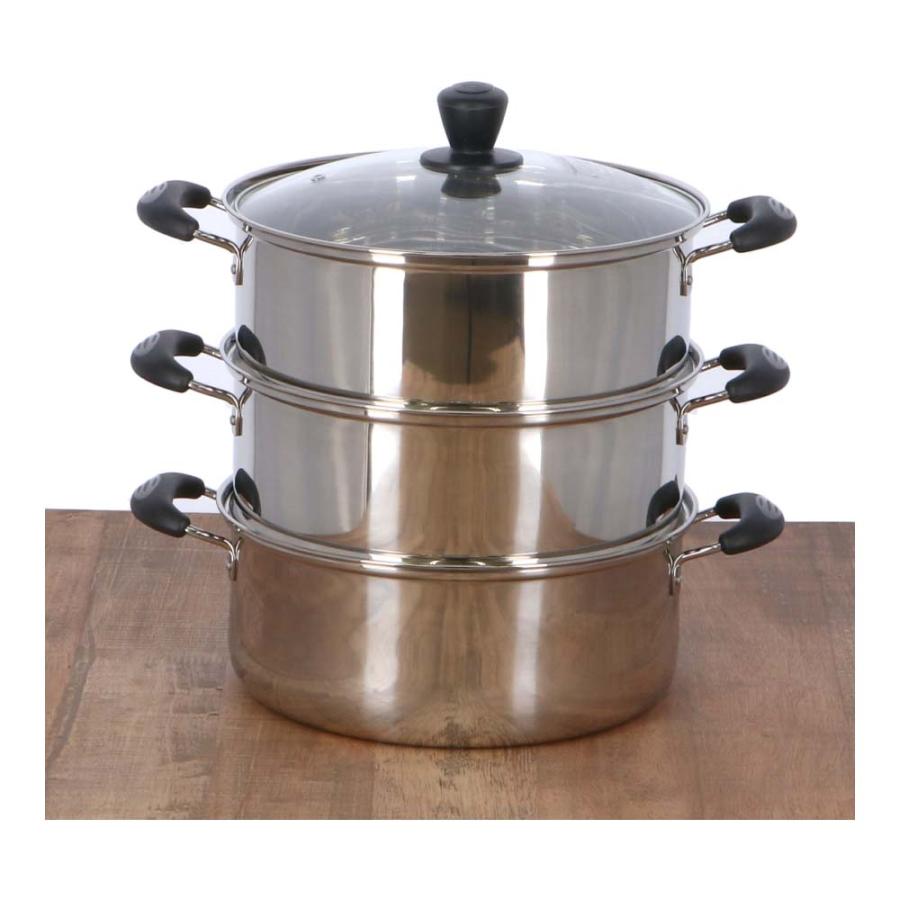 蒸し鍋 3段蒸し鍋 直火対応 直火専用 直火 3段 蒸し器 穴あき 26cm