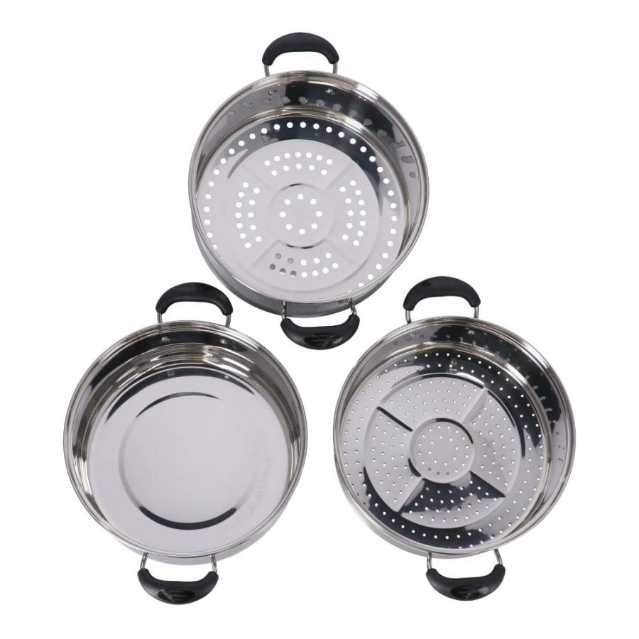 蒸し鍋 3段蒸し鍋 直火対応 直火専用 直火 3段 蒸し器 穴あき 26cm