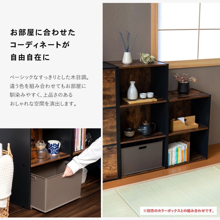 年末年始セール！1/16 1:59まで ◇カラーボックス 2段 ブラックxダーク